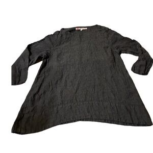 South Steet Linen Charcoal Linen Asymmetrical Tunic Top ~ Size M/L